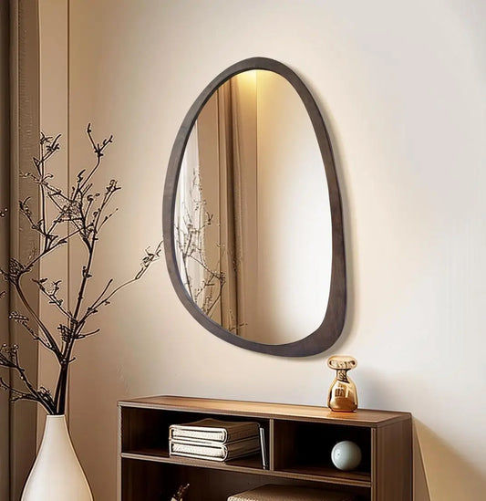 2 Styles Vintage Irregular/ Wall Hanging Mirror, Walnut Wood Framed, 4 Sizes.....