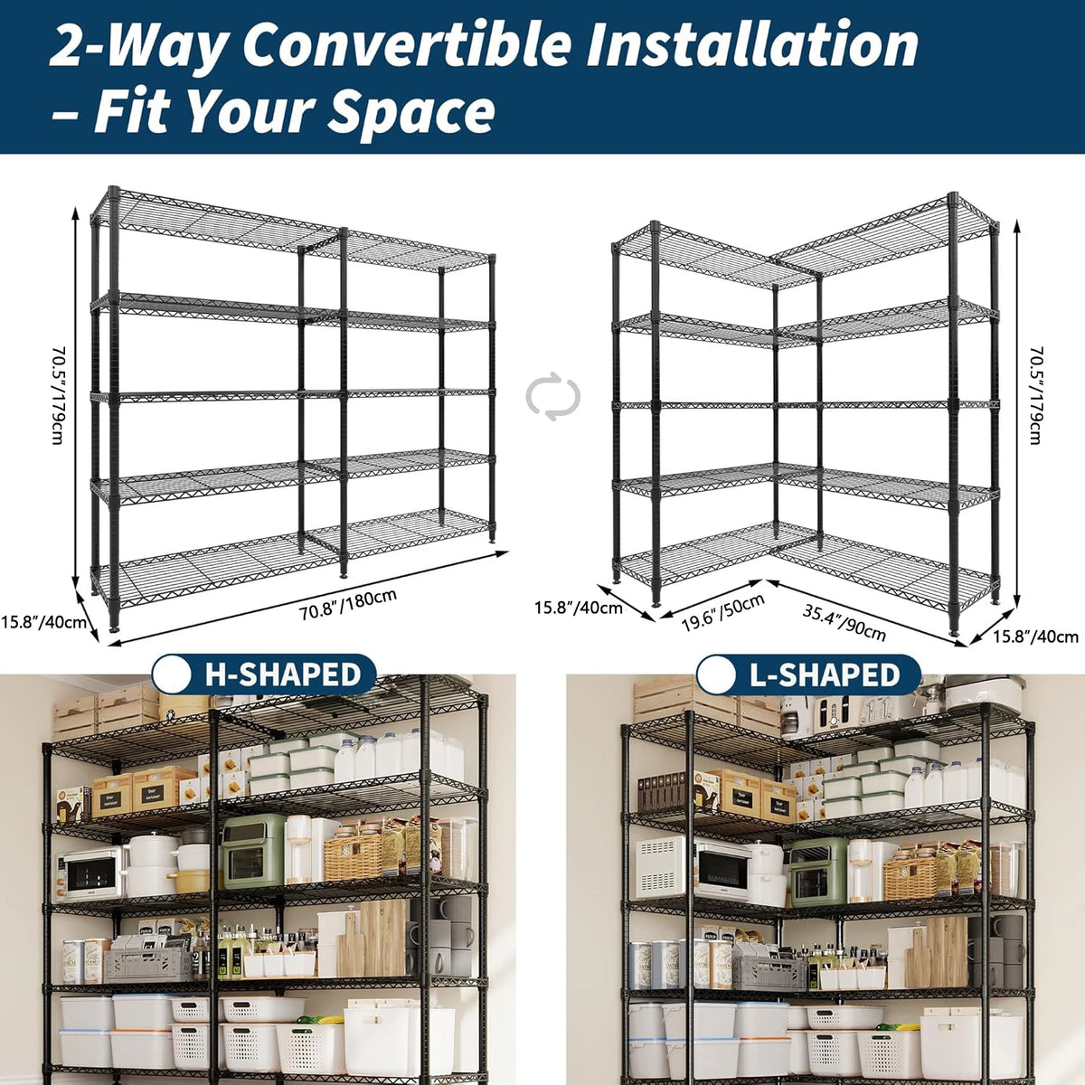 Heavy Duty Storage Shelves 4/5 Tiers Metal Shelving Adjustable