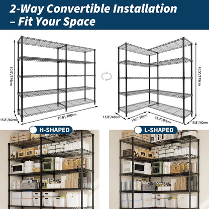 Heavy Duty Storage Shelves 4/5 Tiers Metal Shelving Adjustable