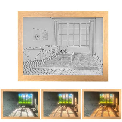 Creative Wall Art Painting, Lighting Picture Frame LED 3 Colors Night Light ....