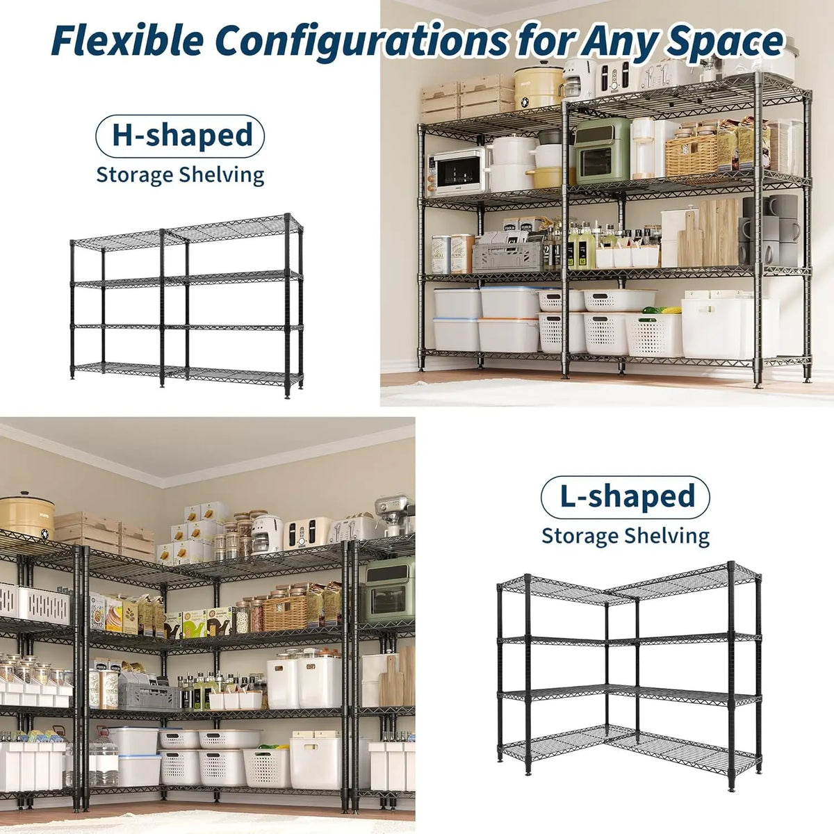 Heavy Duty Storage Shelves 4/5 Tiers Metal Shelving Adjustable