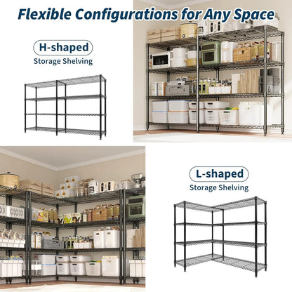 Heavy Duty Storage Shelves 4/5 Tiers Metal Shelving Adjustable