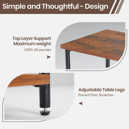 JHK 2/3-Tier End Tables with Adjustable Feet Steel Frame