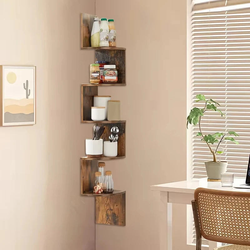 Rustic Wood Corner Floating Shelves Wall Mounted