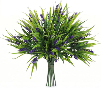 8/16-Pieces Real Touch Lavender Artificial Flower , UV-Resistant for Outdoor