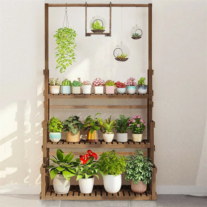 Heavy Duty Hanging Plant Stand Multiple Wood Flower Planter