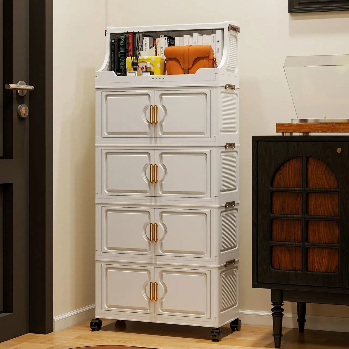 Multi-layer Plastic Storage Rack Stand Foldable Floor-standing