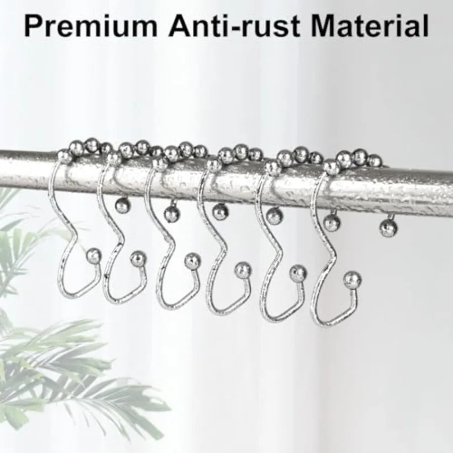 Stainless Steel Shower Curtain Hooks, 12 Pcs Metal Shower  Curtain Rings, Chrome .....