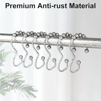 Stainless Steel Shower Curtain Hooks, 12 Pcs Metal Shower  Curtain Rings, Chrome .....