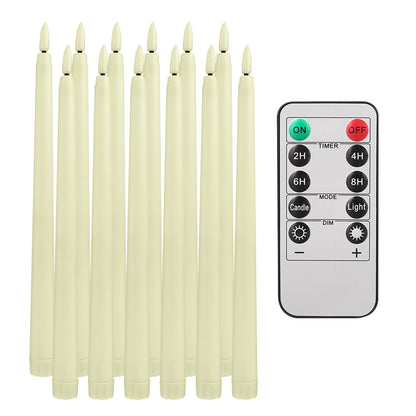 12/6 PCS. Flameless Taper Candles with Remote Control Flickering LED Candles, White, Cream Takes 2 AAA Battery's