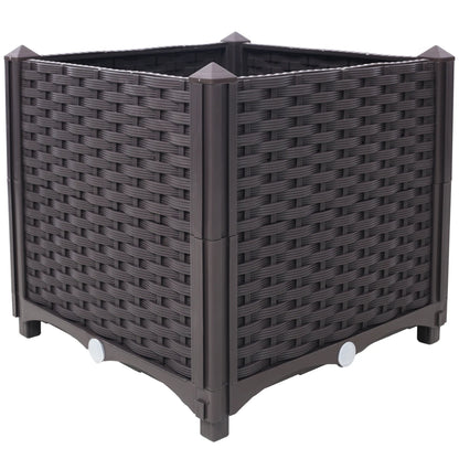 Deep Raised Garden Bed Plastic Planter Box, 15.7" L X 15.7" D X 14.7" H