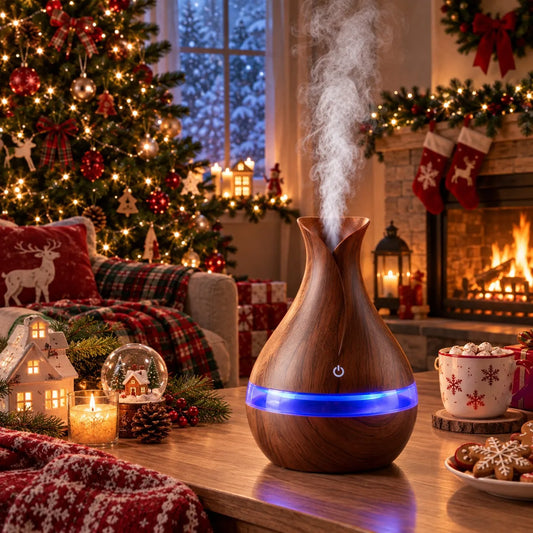 6 In Wood Grain Vase-Shaped. Humidifier, Aromatherapy for Home 7 Color LED Night Light, Auto Shut-Off, for Yoga Spa