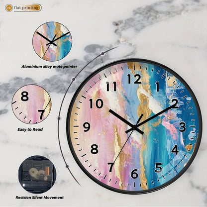 A 10 Inch Plastic Wall Clock - 2D Printed Clock, Abstract Floral Design, AA Batterie Not Included......