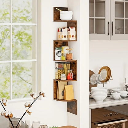 Rustic Wood Corner Floating Shelves Wall Mounted