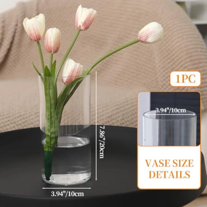 Flower Vase Acrylic Cylinder, 7.86" Tall Clear Vase