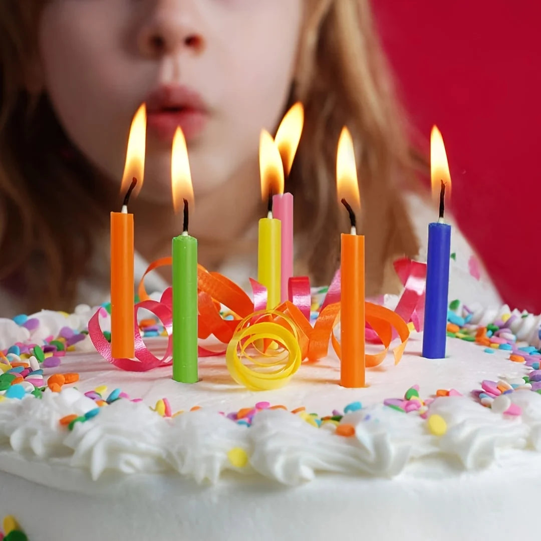 98 pieces of colorful 4-inch wax sticks, smokeless, odorless, drip-free, suitable for family dinners, birthday candles