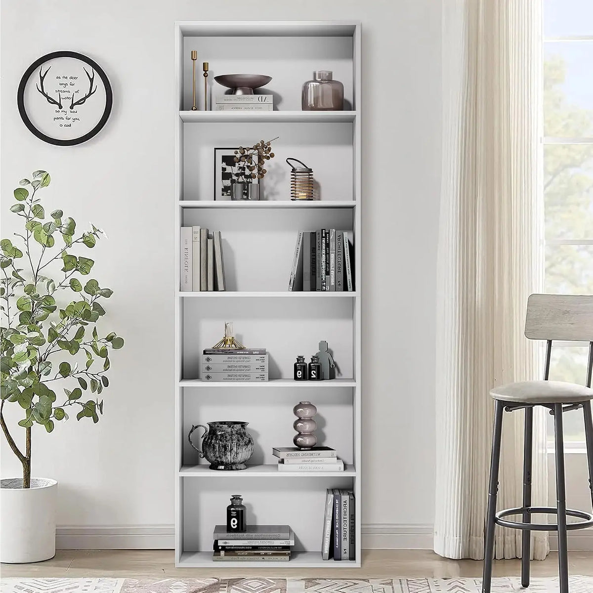 6-Tier Bookshelf, Floor Standing 71" Tall