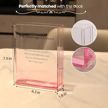 Book Vase, Acrylic Clear Book-Shaped Flower Vase Simplicity