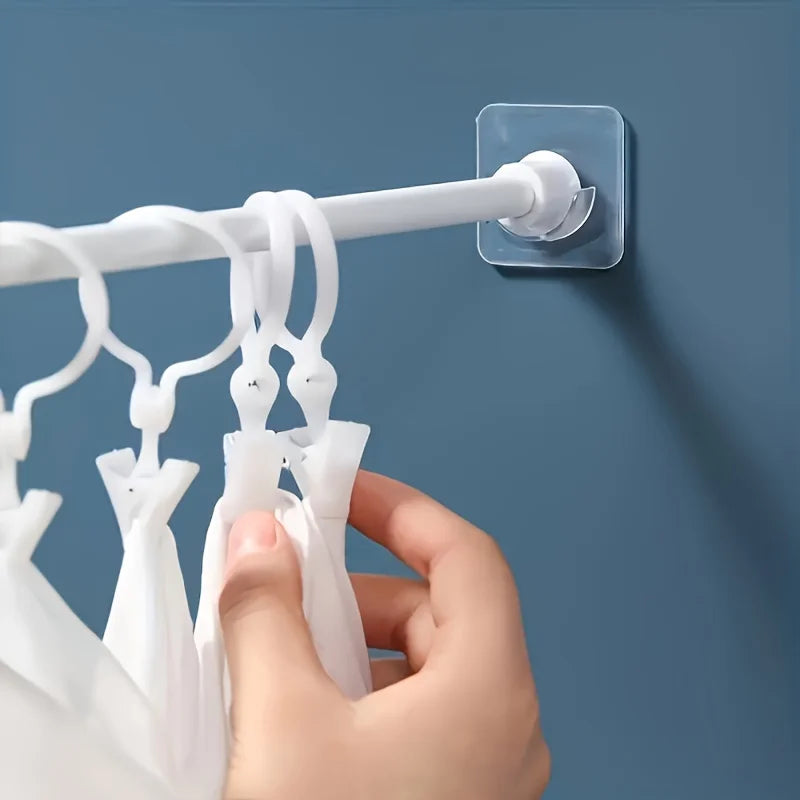 10pcs Telescopic Rod Fixing Holder, Stick-on Bracket Clothes Or Curtain Rod Holder......