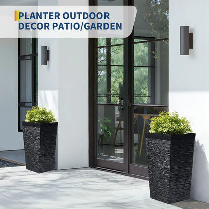 22.5'' Tall Planters Set Of 2, Self Watering Outdoor Indoor With Water Monitor System