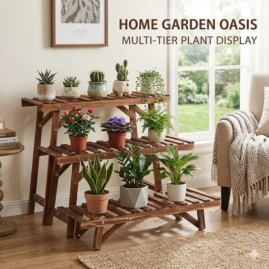 3 Tier Wooden Plant Stand Planter Organizer / 27.5x9.8x4.9 inch....