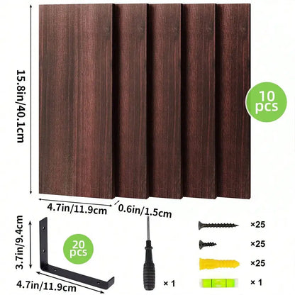 5/10Pcs Floating Shelves, 4.7 In Wide 16  Long  with Invisible Brackets, Rustic Wood .......