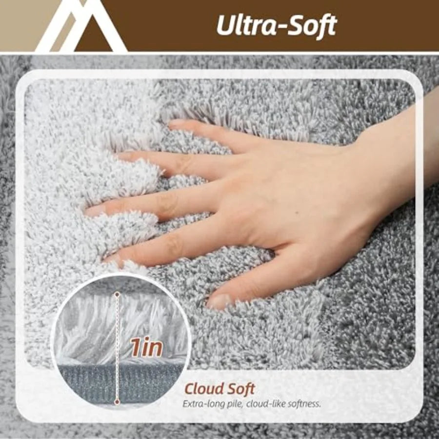 Bathroom Rugs 24x17, Soft Absorbent, Non-Slip Rubber Backing, Machine Washable