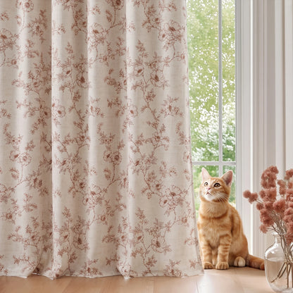 1 Color 4 Panels Elegant Red Small Flower Blackout Curtains,4 Sizes White Back Coating, Grommet Top Drapes.....