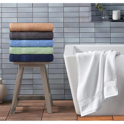 6-Pack Cotton Bath Towels Set: Quick Dry, Absorbent, Lightweight, 27x54 - Beige, White, Grey, Sky Blue, Sage Green, Navy......