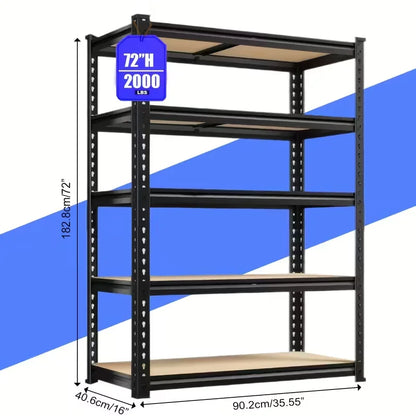 Heavy-Duty 5-Tier Adjustable Metal Shelving Unit with Pegboard Panel System