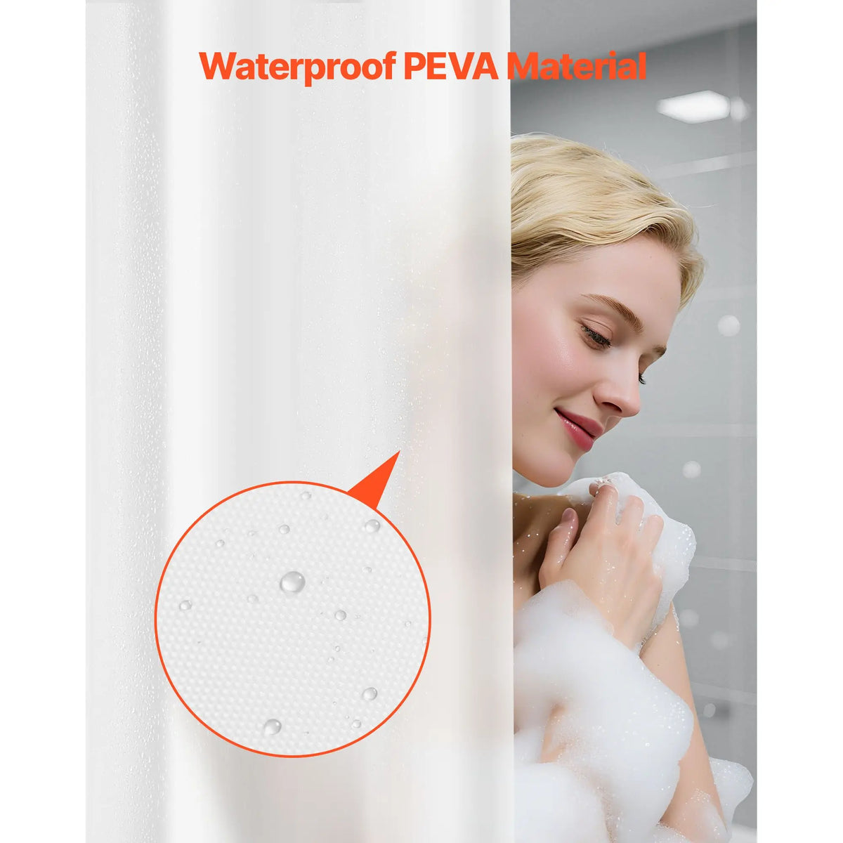 8G Heavy-Duty Shower Liner, 2-Pack Waterproof Plastic Liners with 3 Magnets and 12 Rust-Resistant Metal Grommet, 72 x 72 in (White Frost)