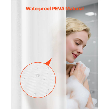 8G Heavy-Duty Shower Liner, 2-Pack Waterproof Plastic Liners with 3 Magnets and 12 Rust-Resistant Metal Grommet, 72 x 72 in (White Frost)