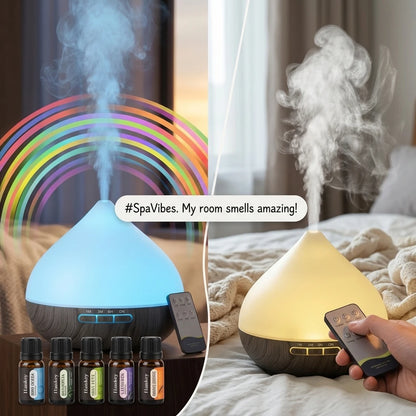 Aromatherapy Humidifier 2-in-1:  Atomizer + 7-Color Wood Grain | Smart Sensor Power-Off | USB Rechargeable Portable, Essential Oil Diffuser