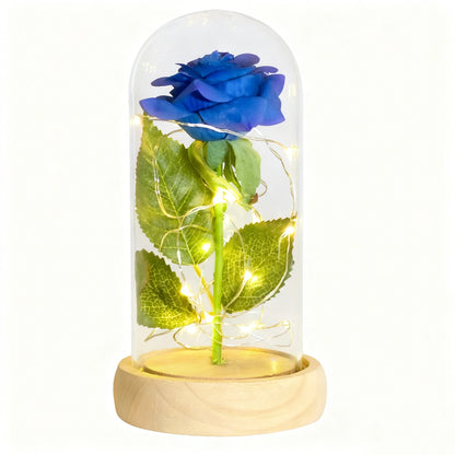 Eternal Rose In Glass Dome Artificial Forever Flower LED Light