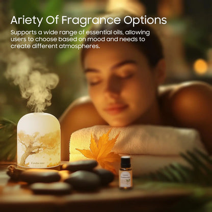 Diffuser Air Humidifier With .3 Oz Essential Oil, Hand Blown Glass Cover With Print, Auto Shut-Off, 3 Timer, 3.3 Oz Capacity Water Tank, Plug In...