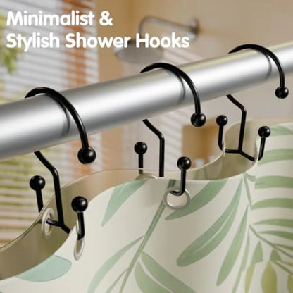 Stainless Steel Shower Curtain Hooks,  Double Shower Curtain Rings, Black....
