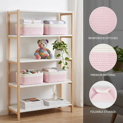 Set Of 3 Soft Cotton Rope Woven Storage Baskets ....