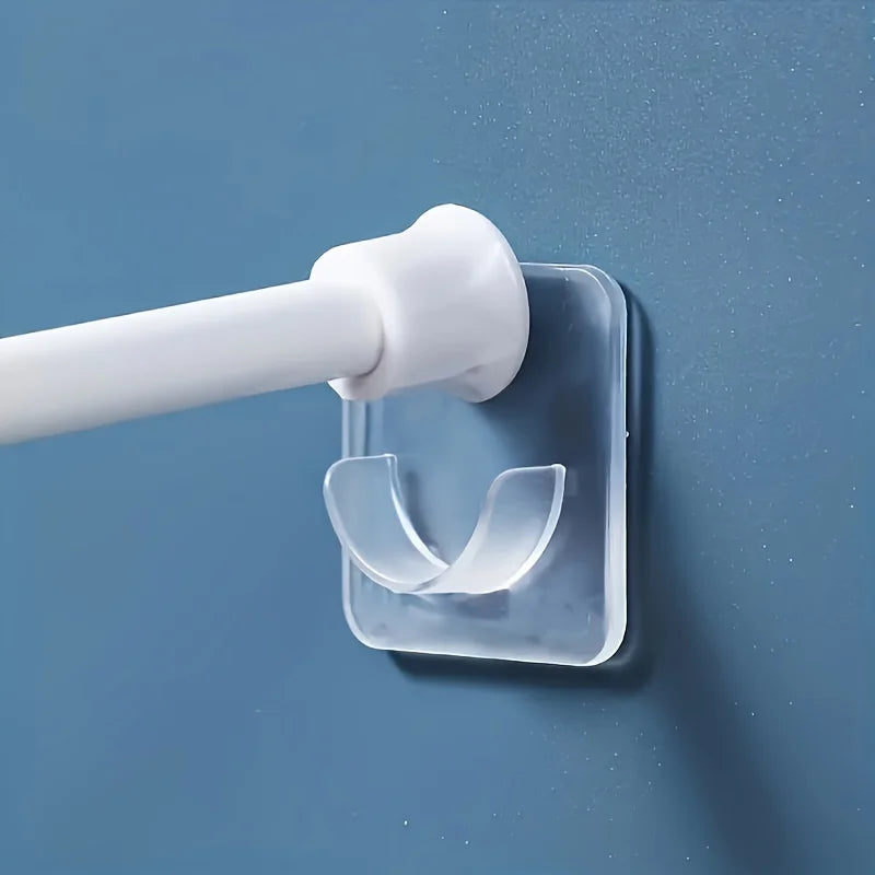 10pcs Telescopic Rod Fixing Holder, Stick-on Bracket Clothes Or Curtain Rod Holder......