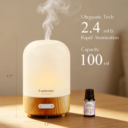 Essential Oil Diffuser, Ultrasonic Humidifier, Hand Blown Glass, Auto Shut-Off, 3 Modes White Lights, 3.3 Oz.3 Color.....