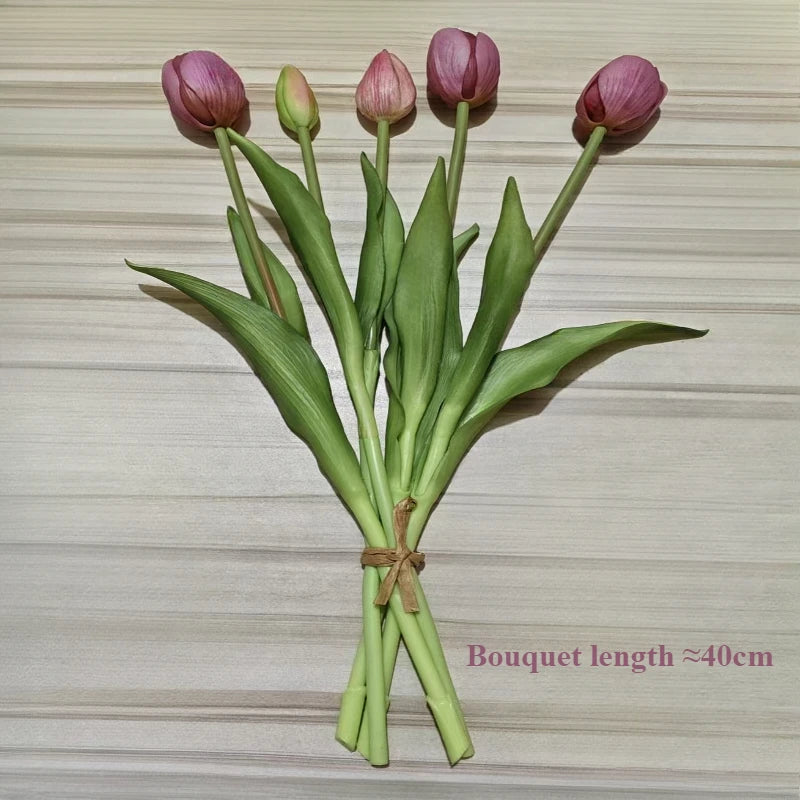 5pcs Artificial Flowers Soft Tulip  Real Touch