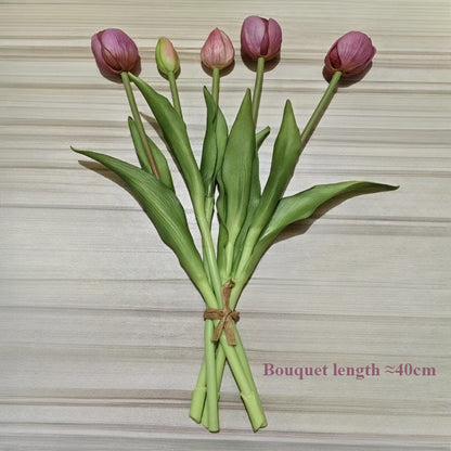 5pcs Artificial Flowers Soft Tulip  Real Touch
