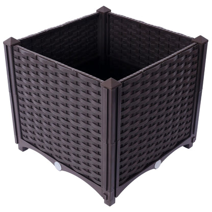 Deep Raised Garden Bed Plastic Planter Box, 15.7" L X 15.7" D X 14.7" H