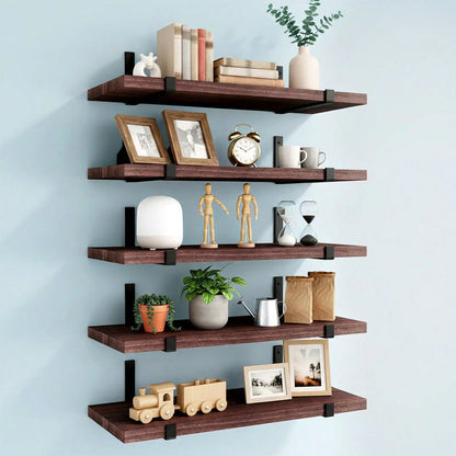 5/10Pcs Floating Shelves, 4.7 In Wide 16  Long  with Invisible Brackets, Rustic Wood .......