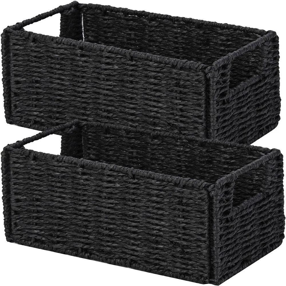 Set of 2 Foldable Wicker Storage Baskets...