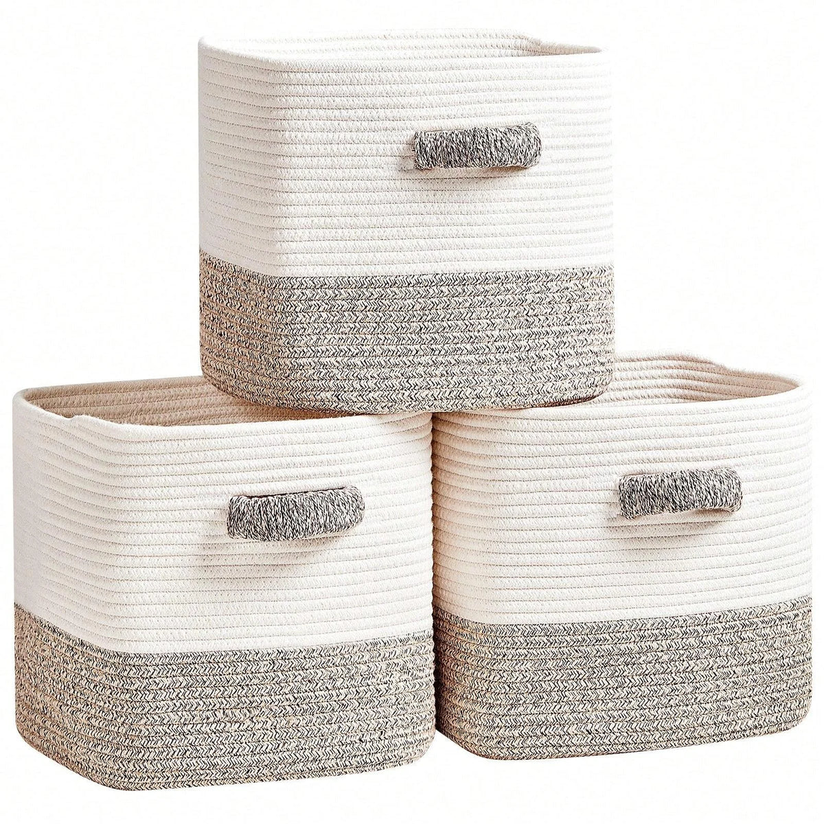 Set Of 3 Woven Baskets 11 Inch Square Baskets....