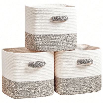 Set Of 3 Woven Baskets 11 Inch Square Baskets....