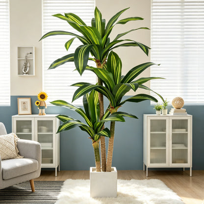 4ft/5ft/6ft Artificial Dracaena Tree in Pot - Realistic  Tropical Plant with Easy Assembly,
