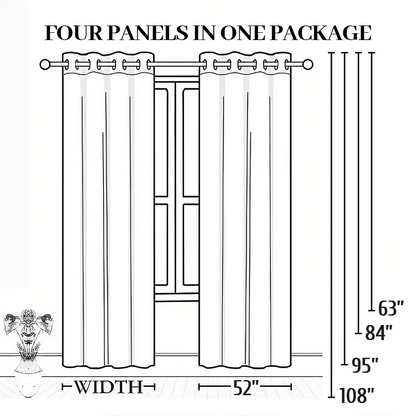 4 Panels 100% Blackout Curtains, Thermal Noise Reduce Privacy Drapes, 4 Colors, Many Sizes.....