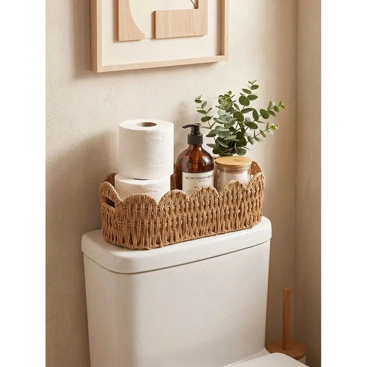 1pc Handwoven Rattan Wicker Basket, Multi-Purpose Storage Bin....