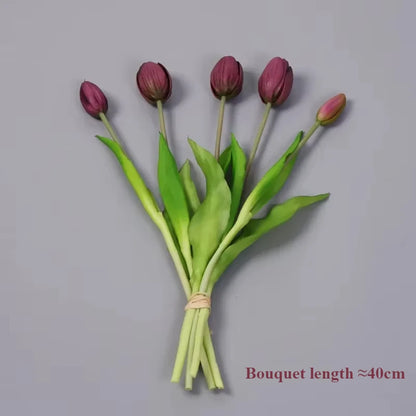 5pcs Artificial Flowers Soft Tulip  Real Touch